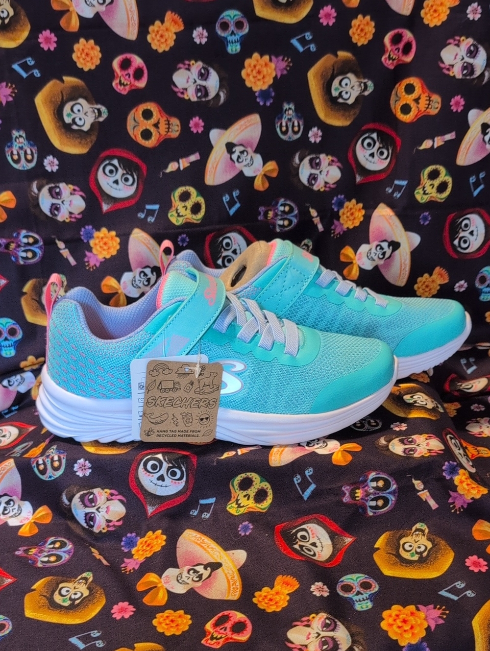 Skechers Aqua and Mint Girls' Lightweight Sneakers